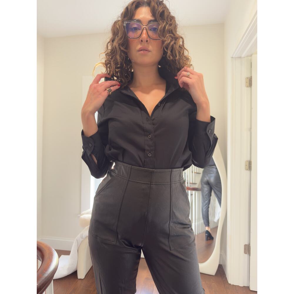 The Shirt (Rochelle Behrens) “Boyfriend” No-Gape Button-Down – Black, S (NWT)